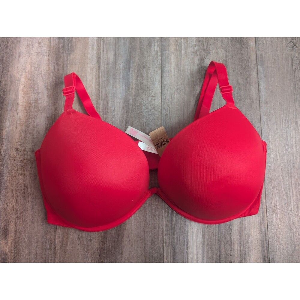 NEW Victoria's Secret PINK Wear Everywhere Super Push Up Bra Women's 40DD Red